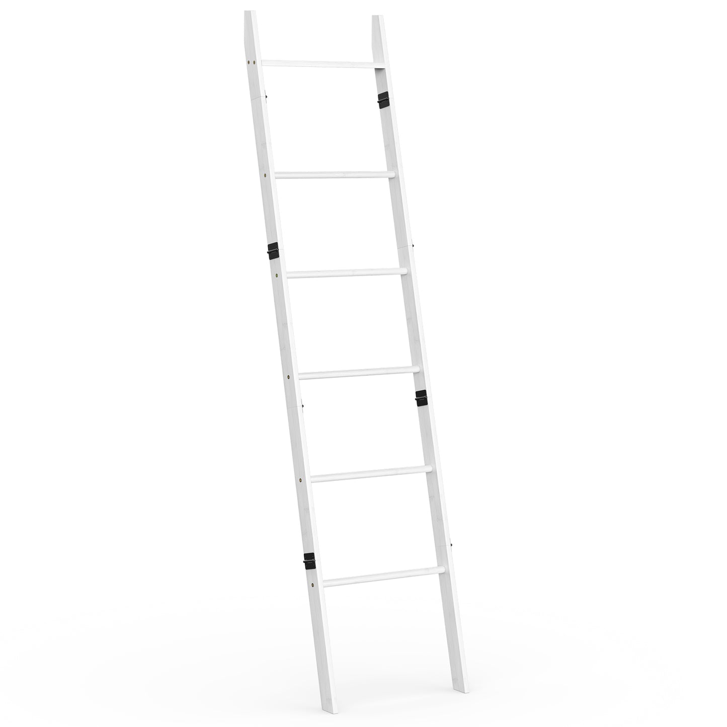 6-Tier Wall Leaning Blanket Ladder Shelf (White)