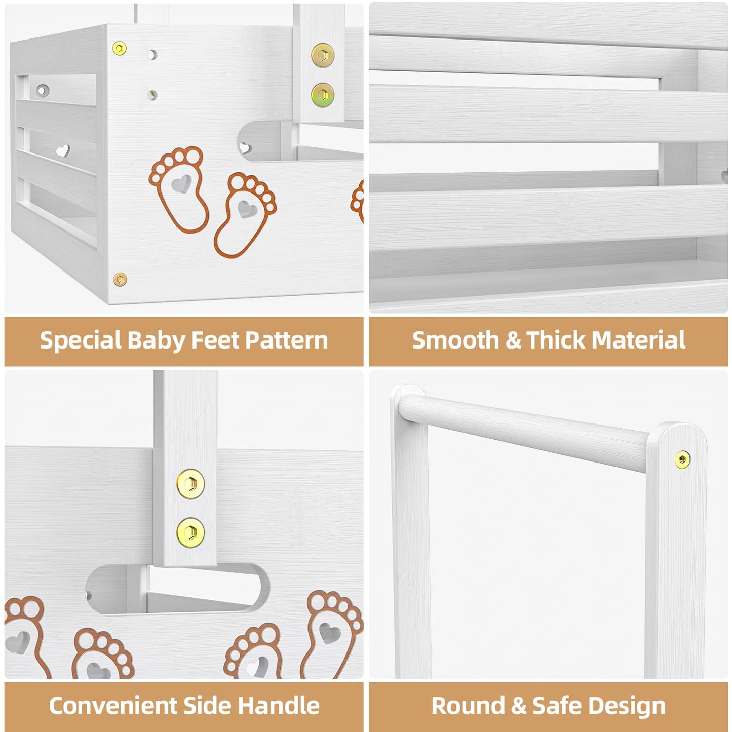 Baby Shower Crate Closet, Baby Baskets with Hangers Handle, Baby Crate Box for Baby Shower, Welcome Gift Basket for Newborn Baby, Pregnancy Gift for New Parents (White, Small Size)