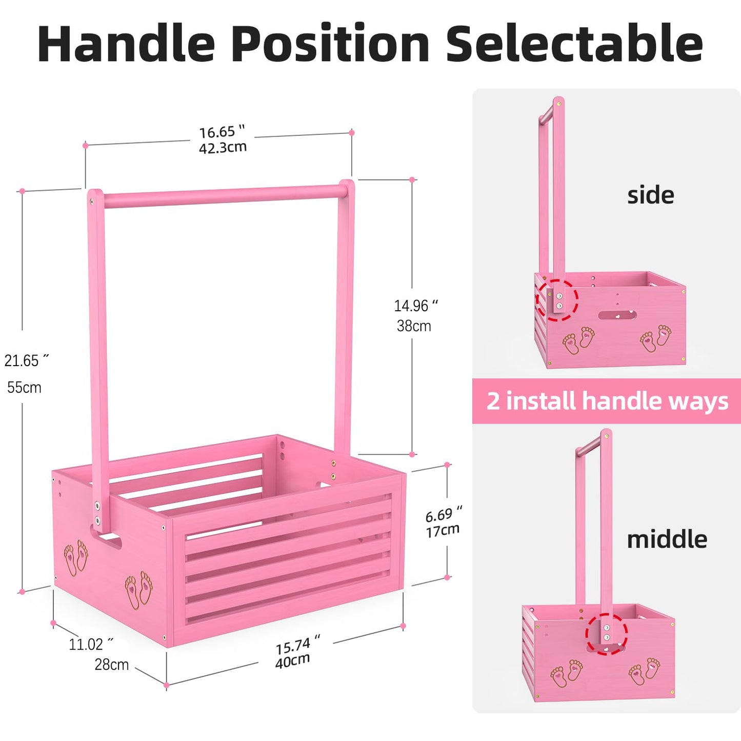 Baby Shower Crate Closet, Baby Baskets with Hangers Handle, Baby Crate Box for Baby Shower, Welcome Gift Basket for Newborn Baby, Pregnancy Gift for New Parents (Pink, Large Size)