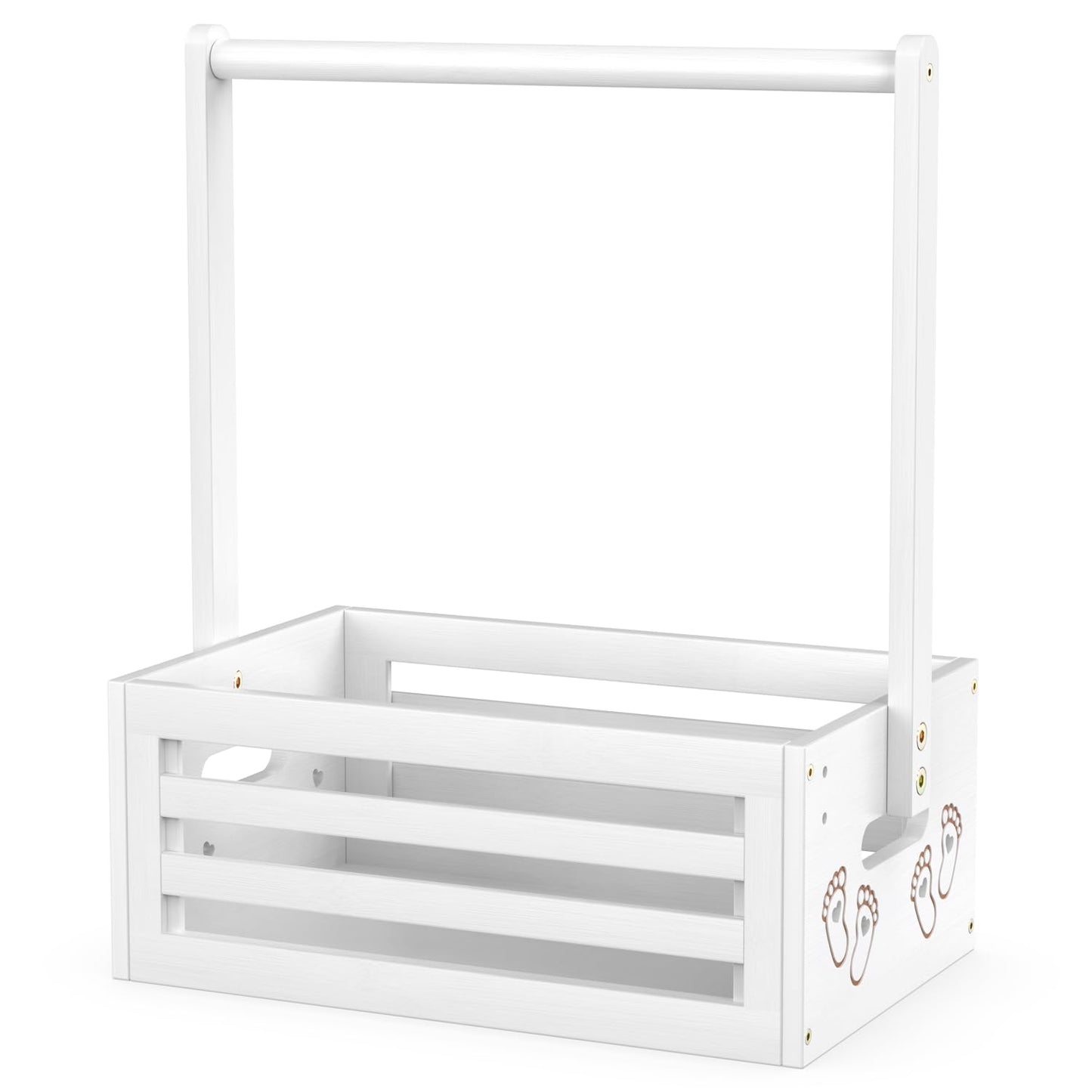 Baby Shower Crate Closet, Baby Baskets with Hangers Handle, Baby Crate Box for Baby Shower, Welcome Gift Basket for Newborn Baby, Pregnancy Gift for New Parents (White, Small Size)