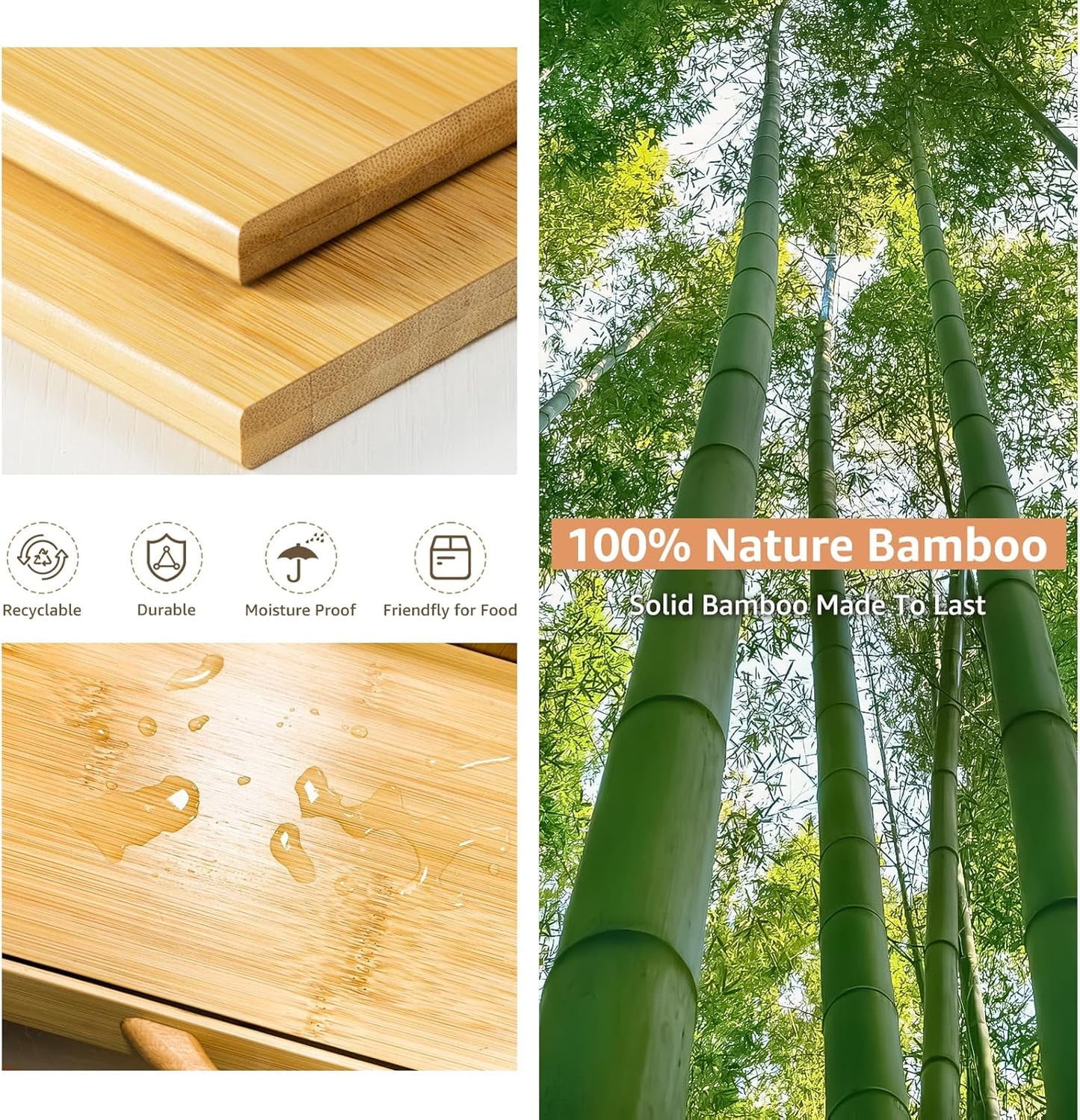 Extra Large Bread Box, Double Layer Bread Box for Homemade Bread, Bamboo Wooden Bread Storage Container with Tool Holder & Handles & Window, Assembly Required(14.9" x 11" x 15.3") Natural