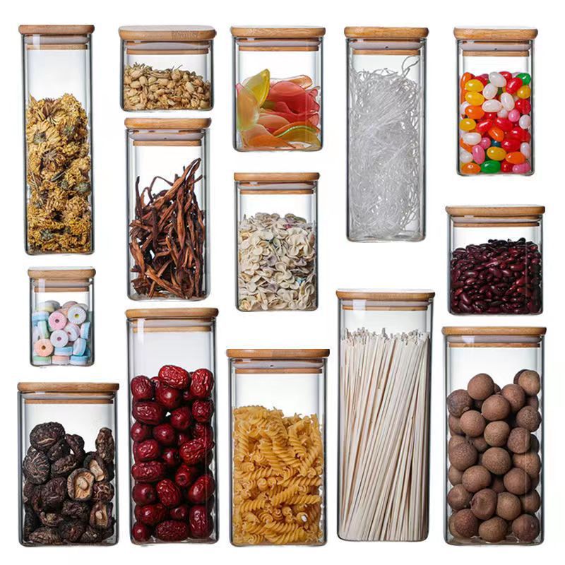 BAMBOOHOMIE Bamboo Lid Glass Containers