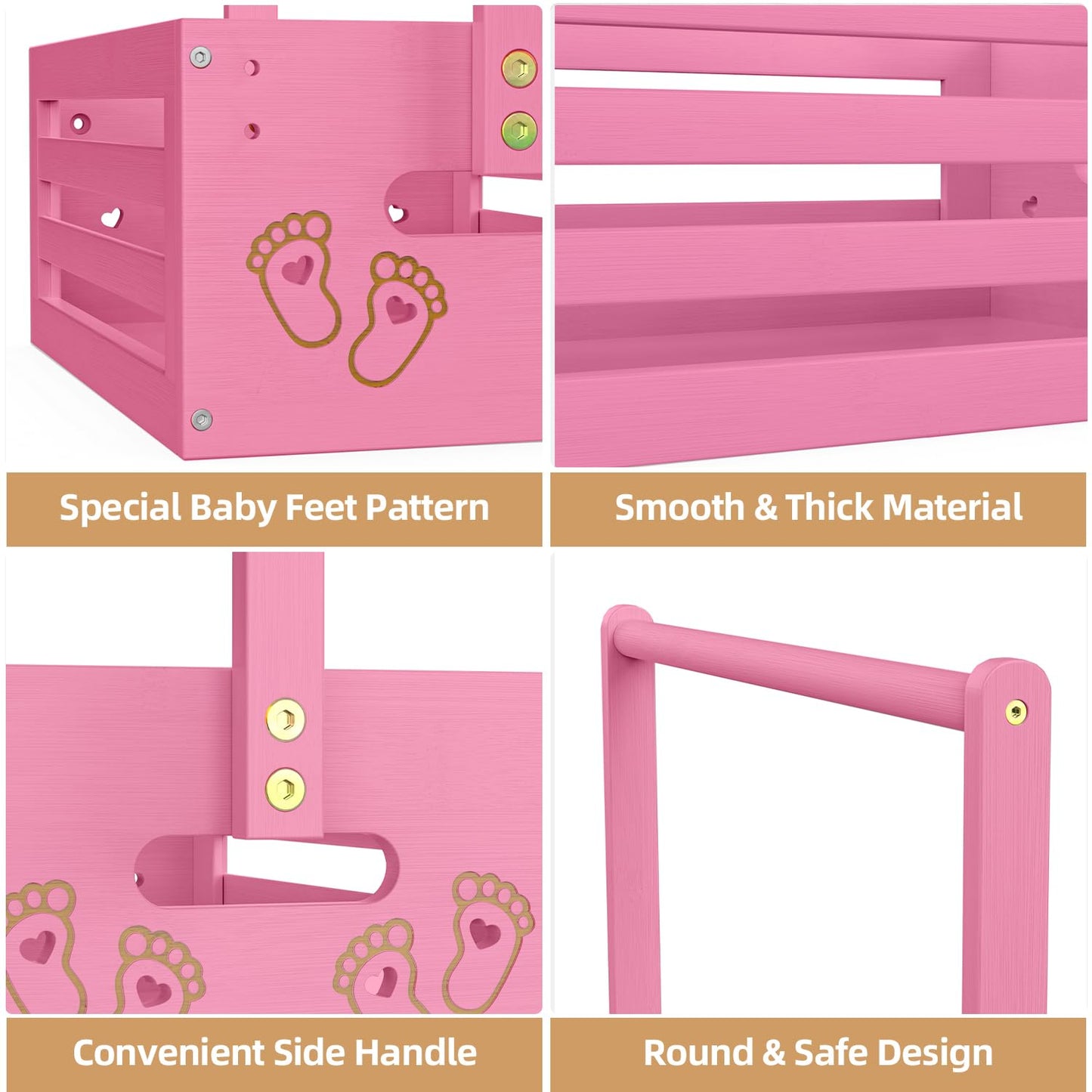 Baby Shower Crate Closet, Baby Baskets with Hangers Handle, Baby Crate Box for Baby Shower, Welcome Gift Basket for Newborn Baby, Pregnancy Gift for New Parents (Pink, Small Size)